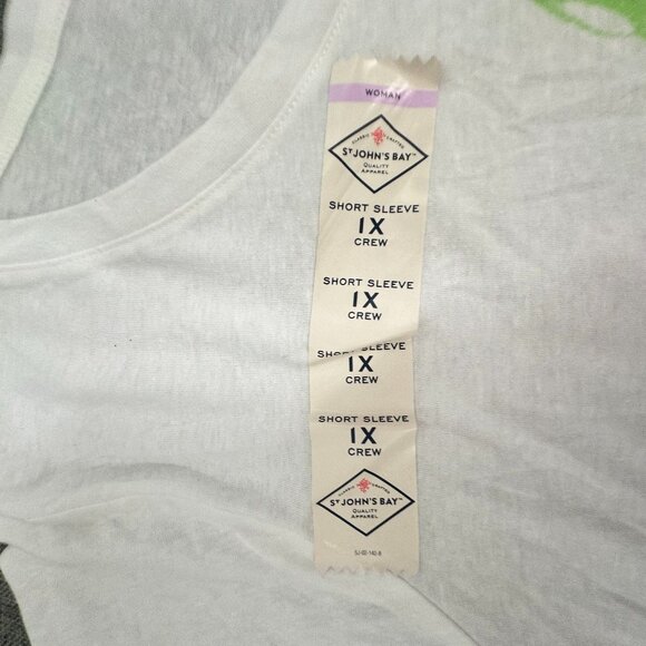 NEW! St Johns Bay lemons T-Shirt Plus 1X Cotton Blend White Round Neck Short Sle - Picture 6 of 11